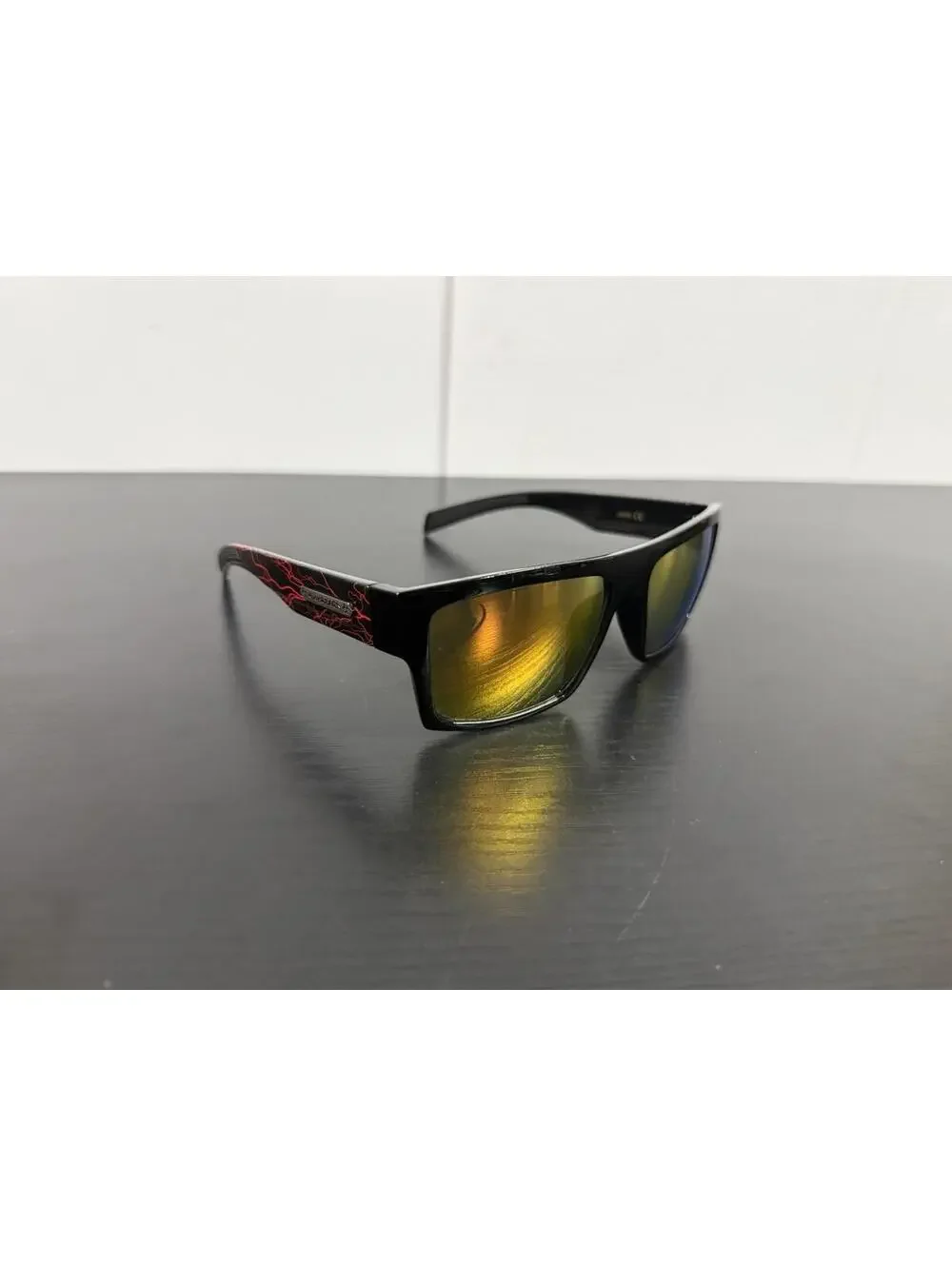 Vintage Biohazard Wrap Sunglasses Red Lightning Black Y2K BMX Skater